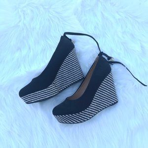 Black Mary Jane Wedge Shoes Size 8